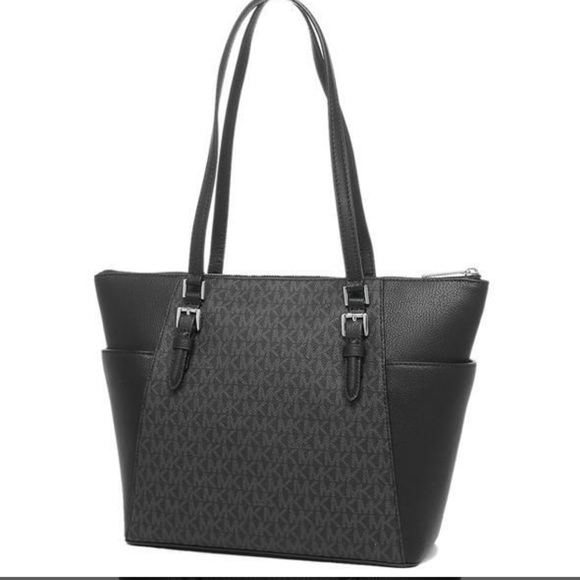 MICHAEL KORS LARGE CHARLOTTE SHOULDER TOTE BLACK - Picture 2 of 6